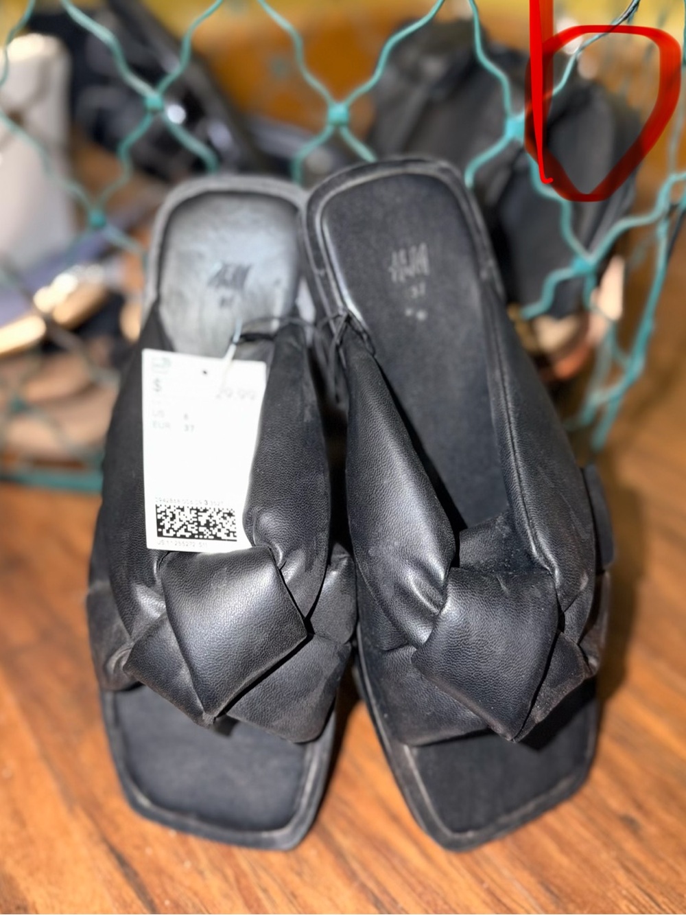 H&M Black Knotted Slide Sandals for Women
